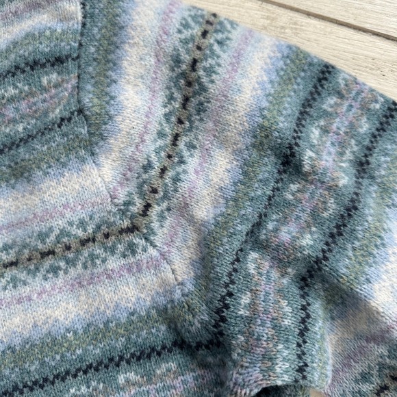LLBean Vintage Womens Wool Fair Isle Sweater Pullover Blue Green Size Large - Picture 5 of 10